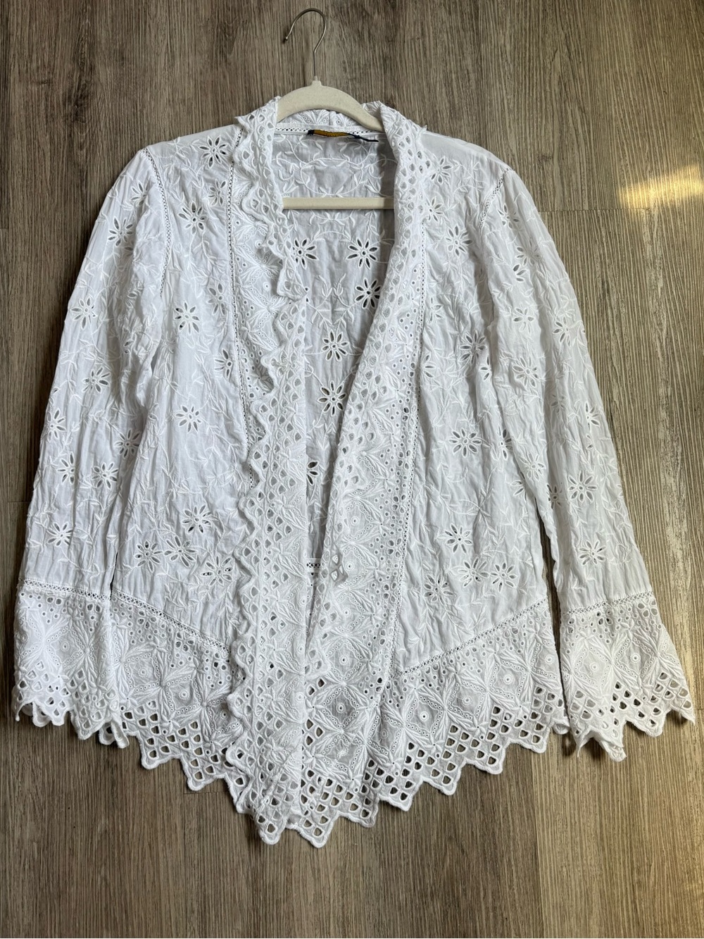 Polo Ralph Lauren white embroidered eyelet cardigan jacket.